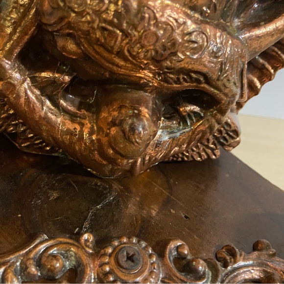 Virgen De Guadalupe Altar Copper Statue Wood Base 14.5 Religious Candle Holders - Picture 5 of 14